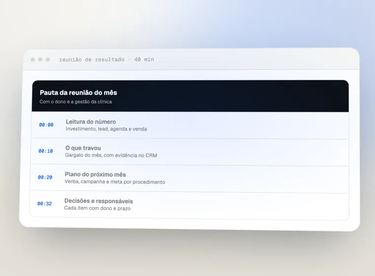 Pauta da reunião mensal de resultado